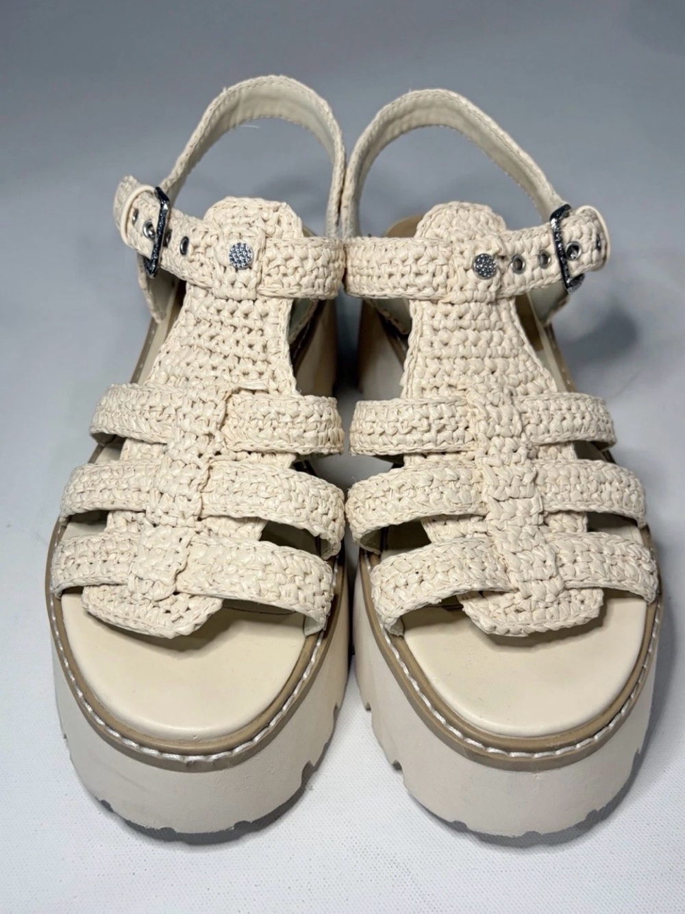 Dolce Vita Cream Crochet Platform Sandals size 8 women's shoes